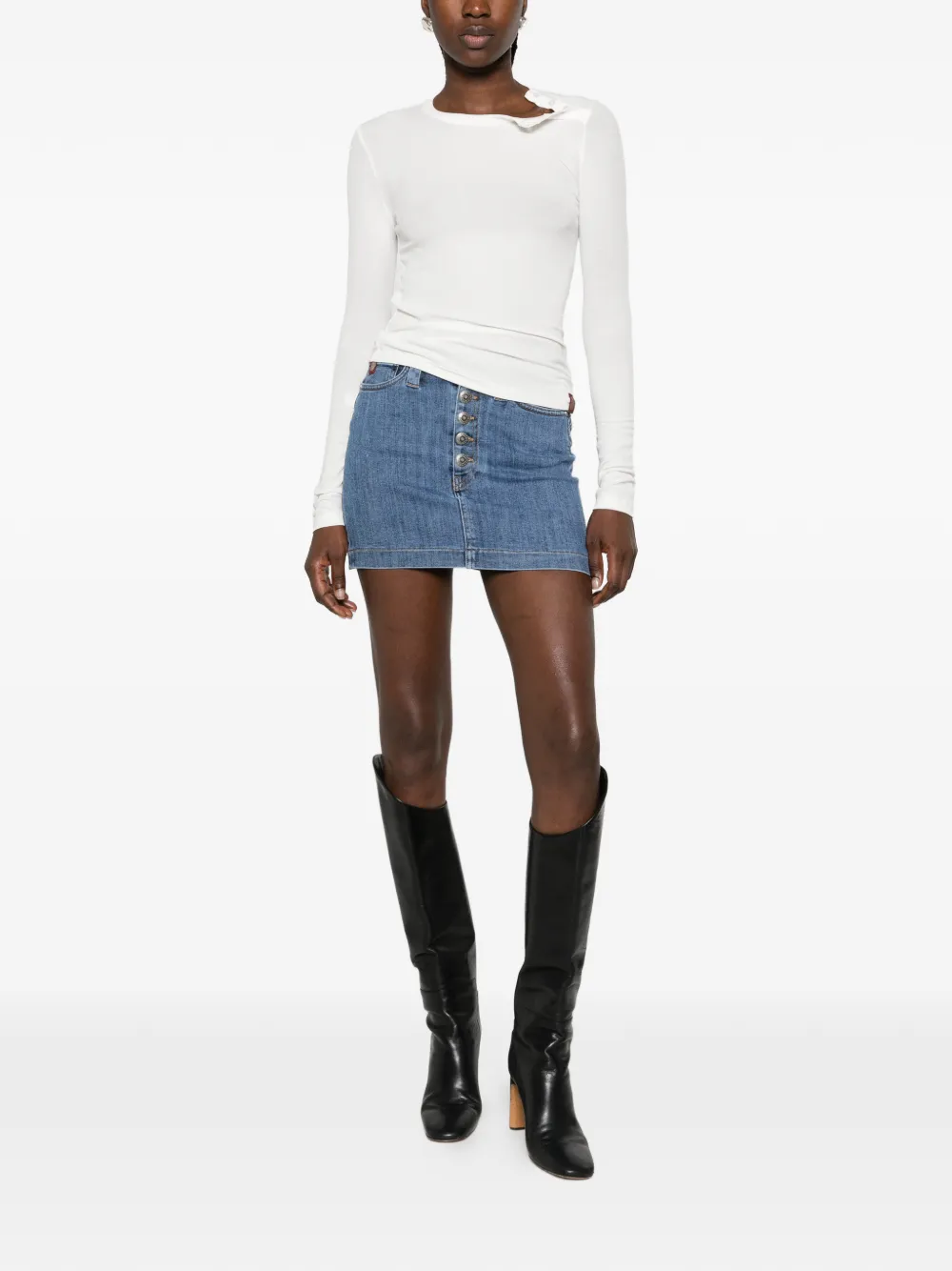DONDUP button-up denim mini skirt Blauw