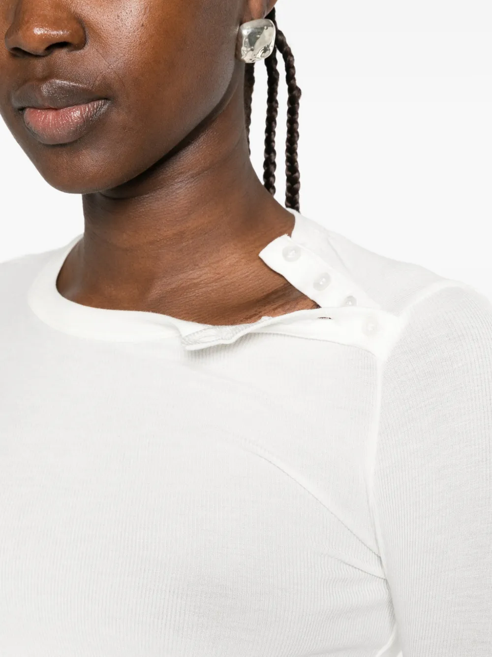 DONDUP button-detail long-sleeve T-shirt Wit