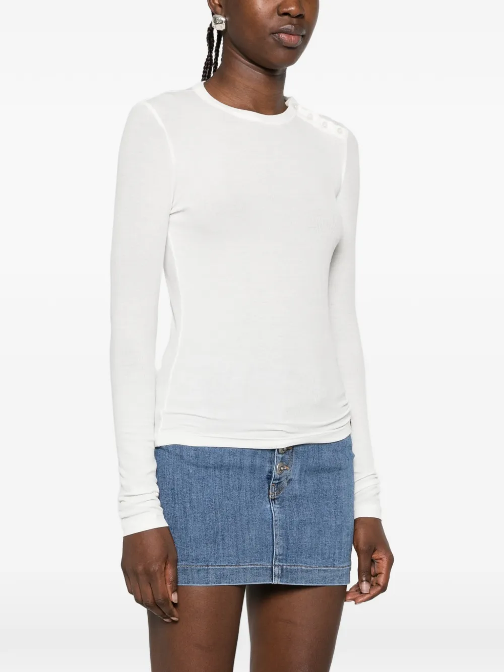 DONDUP button-detail long-sleeve T-shirt Wit