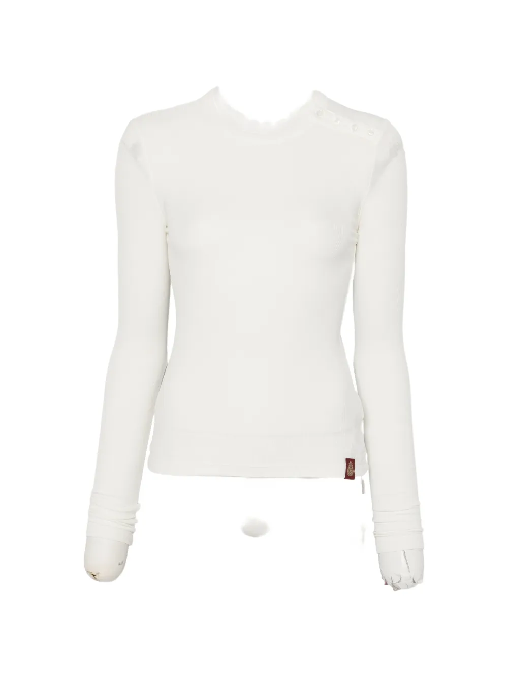 DONDUP button-detail long-sleeve T-shirt Wit