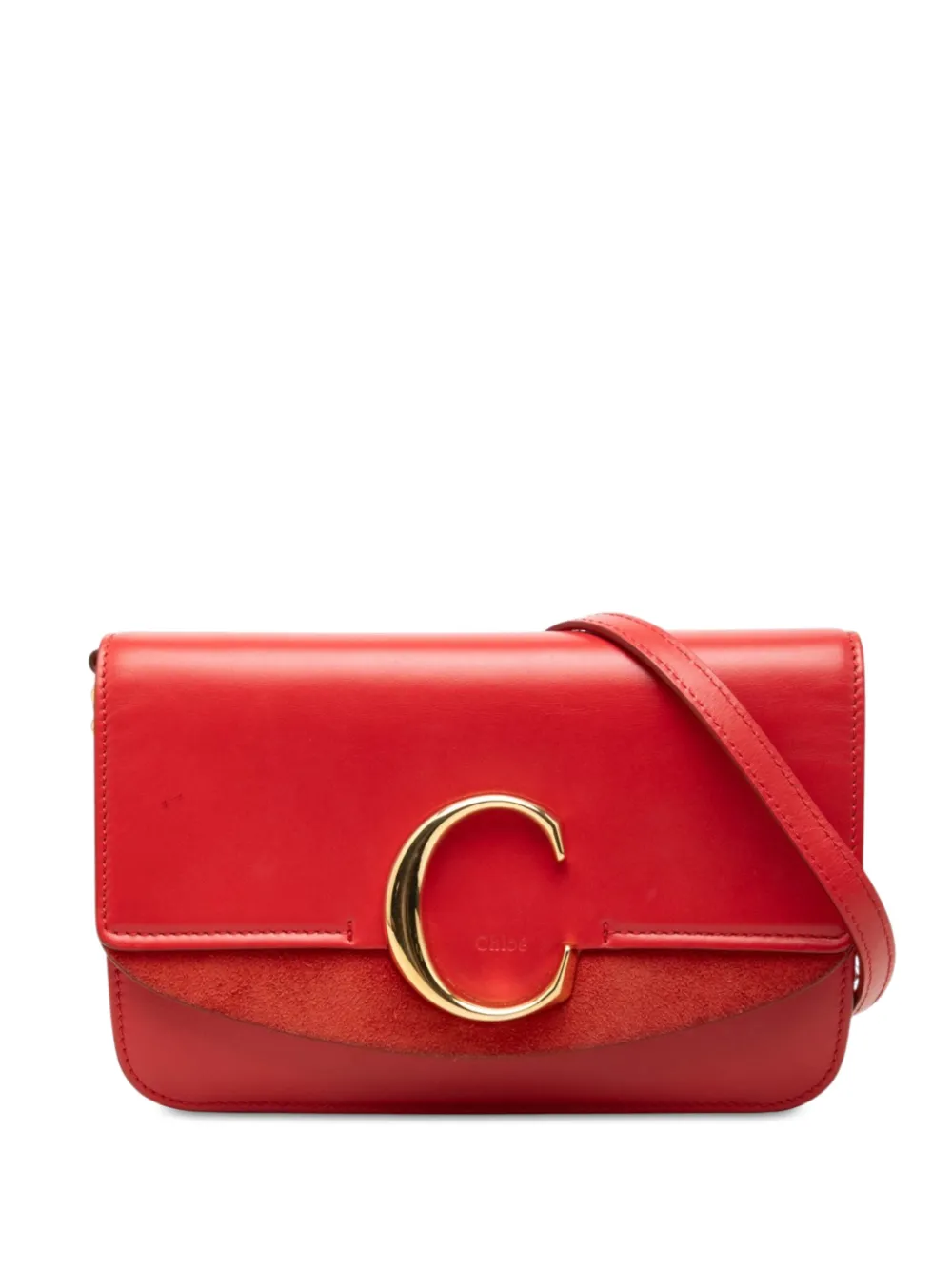 Chloé Pre-Owned 2019 Mini Calfskin and Suede C Chain crossbody bag - Rosso
