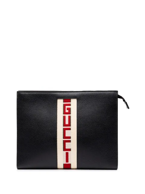 Gucci Pre-Owned 2000-2015 Calfskin Logo Stripe New Web clutch bag