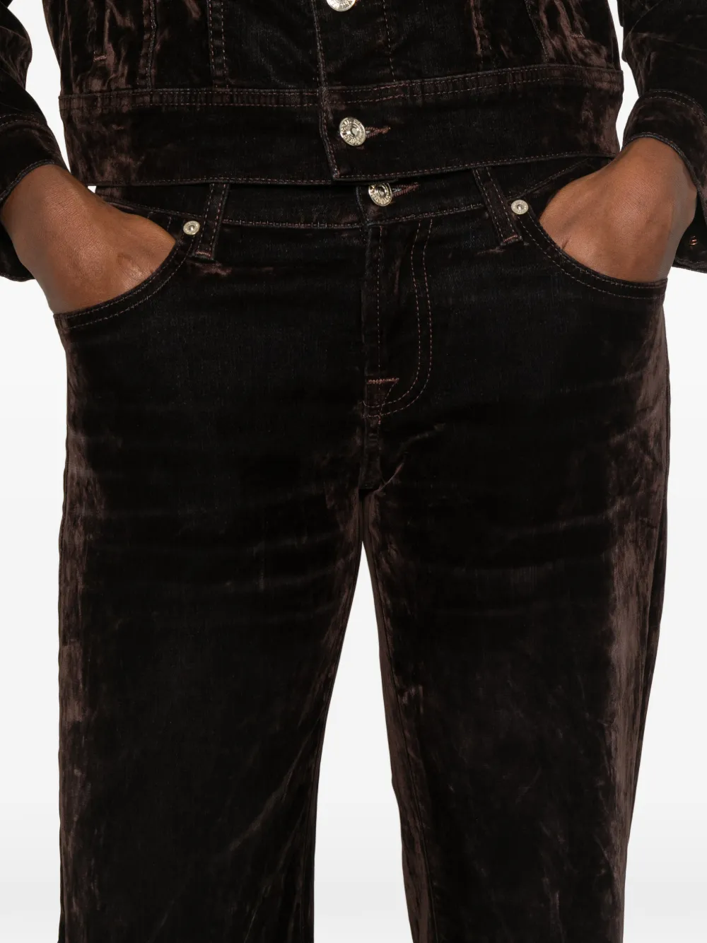 7 For All Mankind velvet-effect straight-leg trousers Bruin