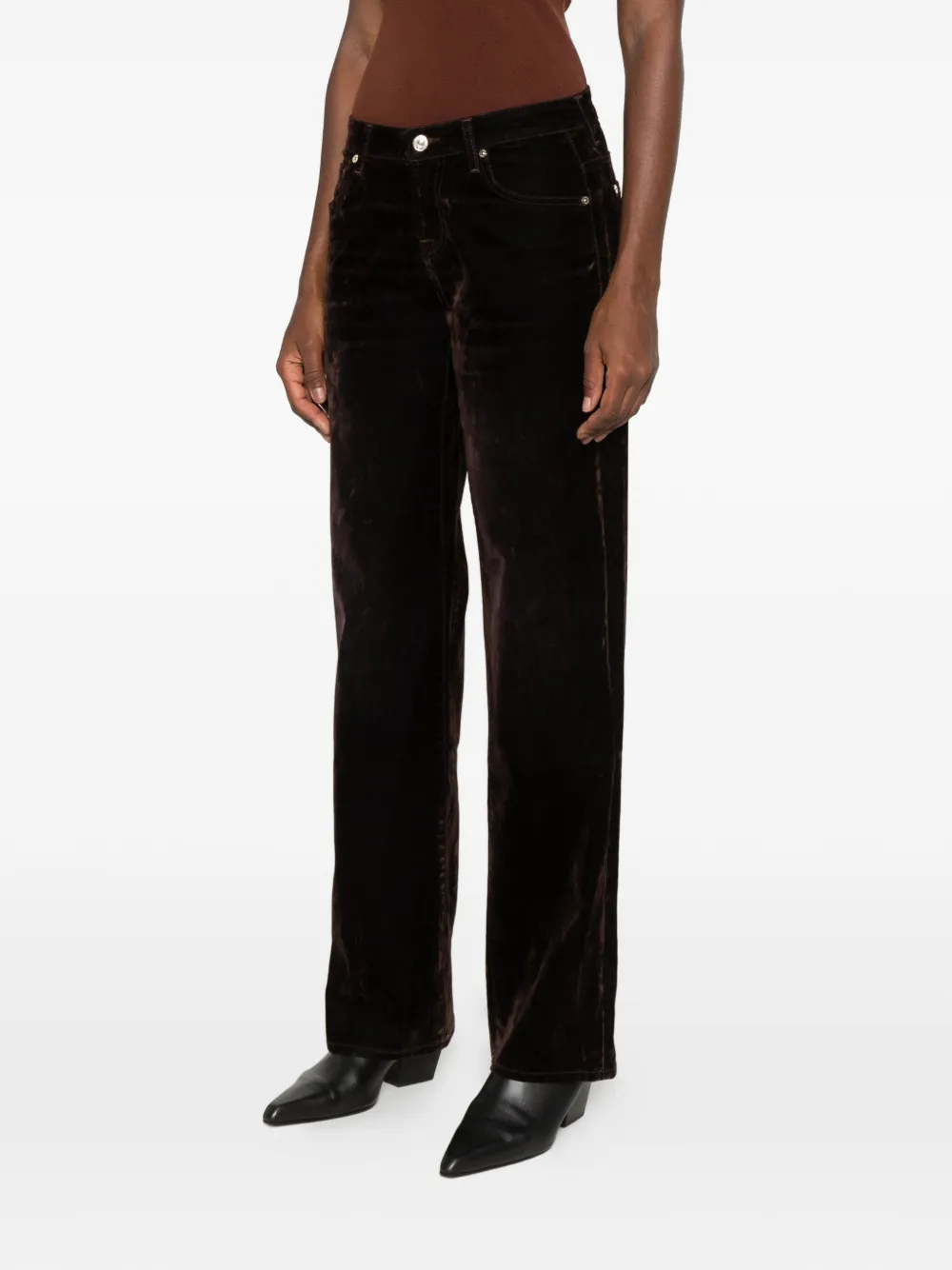 7 For All Mankind velvet-effect straight-leg trousers Bruin