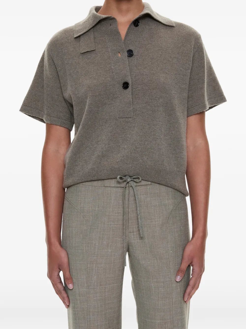 Christopher Esber short-sleeve knit polo shirt - Grigio