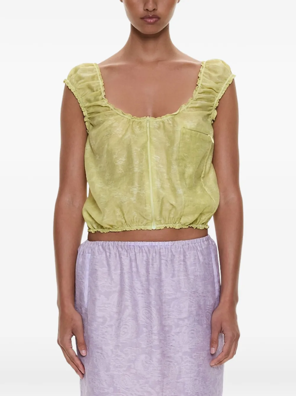 Christopher Esber Light Leak top met jacquard Groen