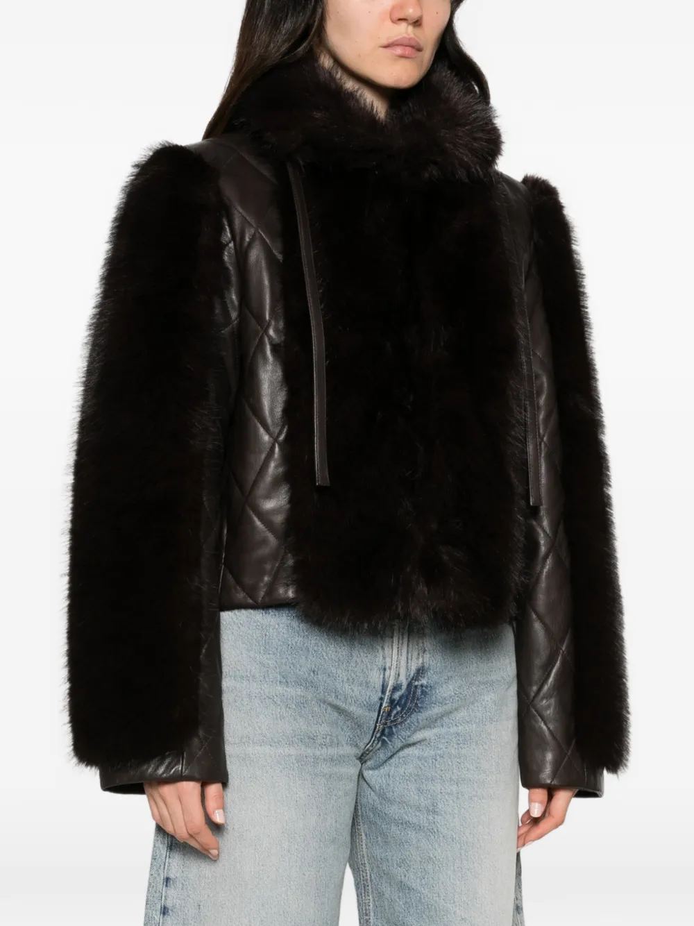 ROTATE BIRGER CHRISTENSEN faux fur-trimmed quilted leather jacket Bruin