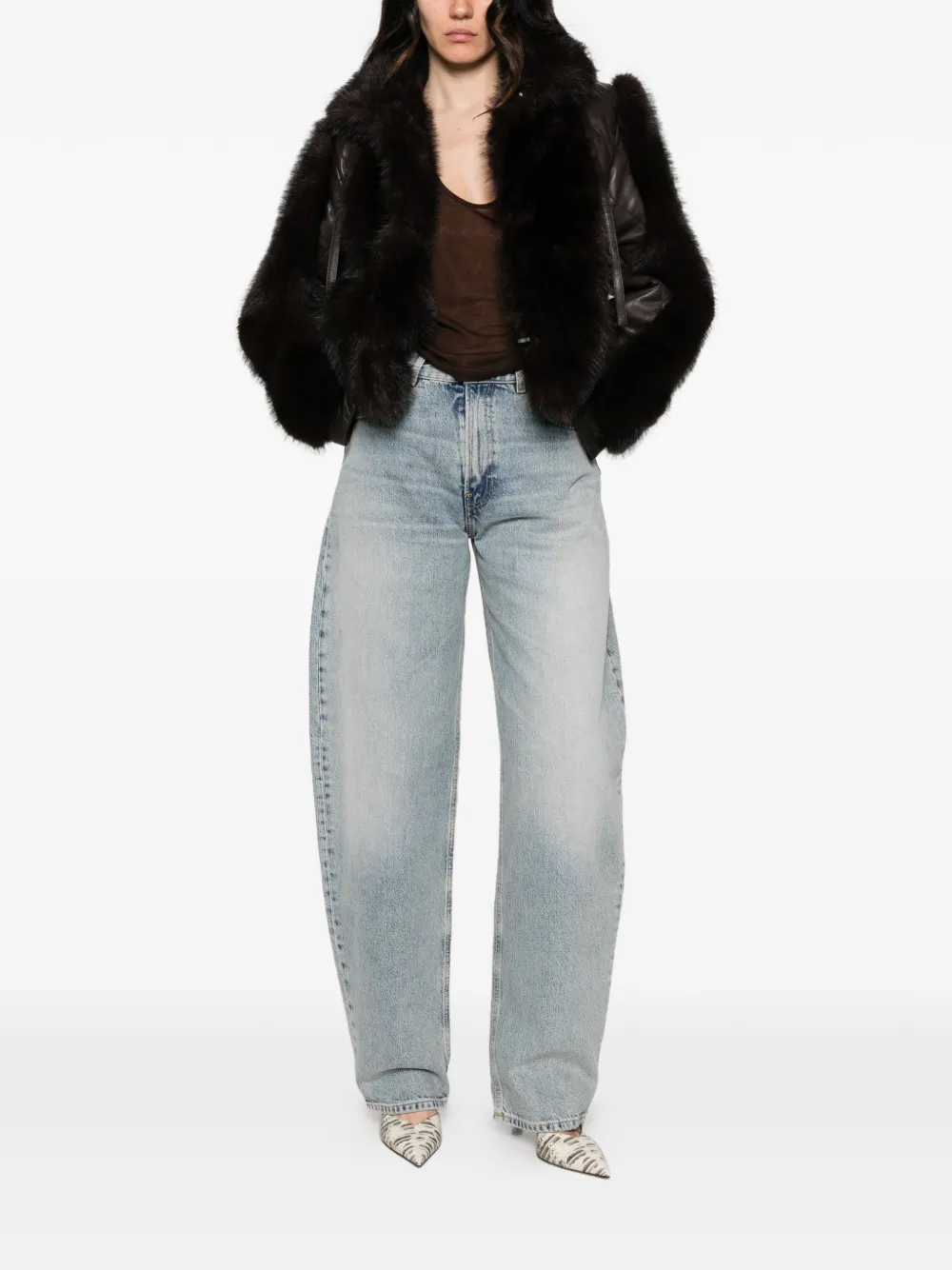 ROTATE BIRGER CHRISTENSEN faux fur-trimmed quilted leather jacket Bruin