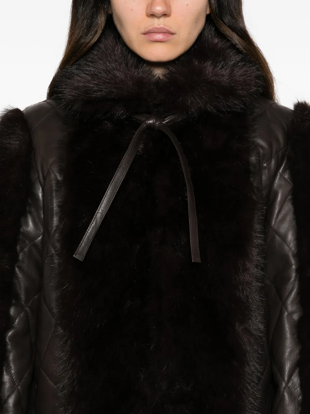 ROTATE BIRGER CHRISTENSEN faux fur-trimmed quilted leather jacket Bruin