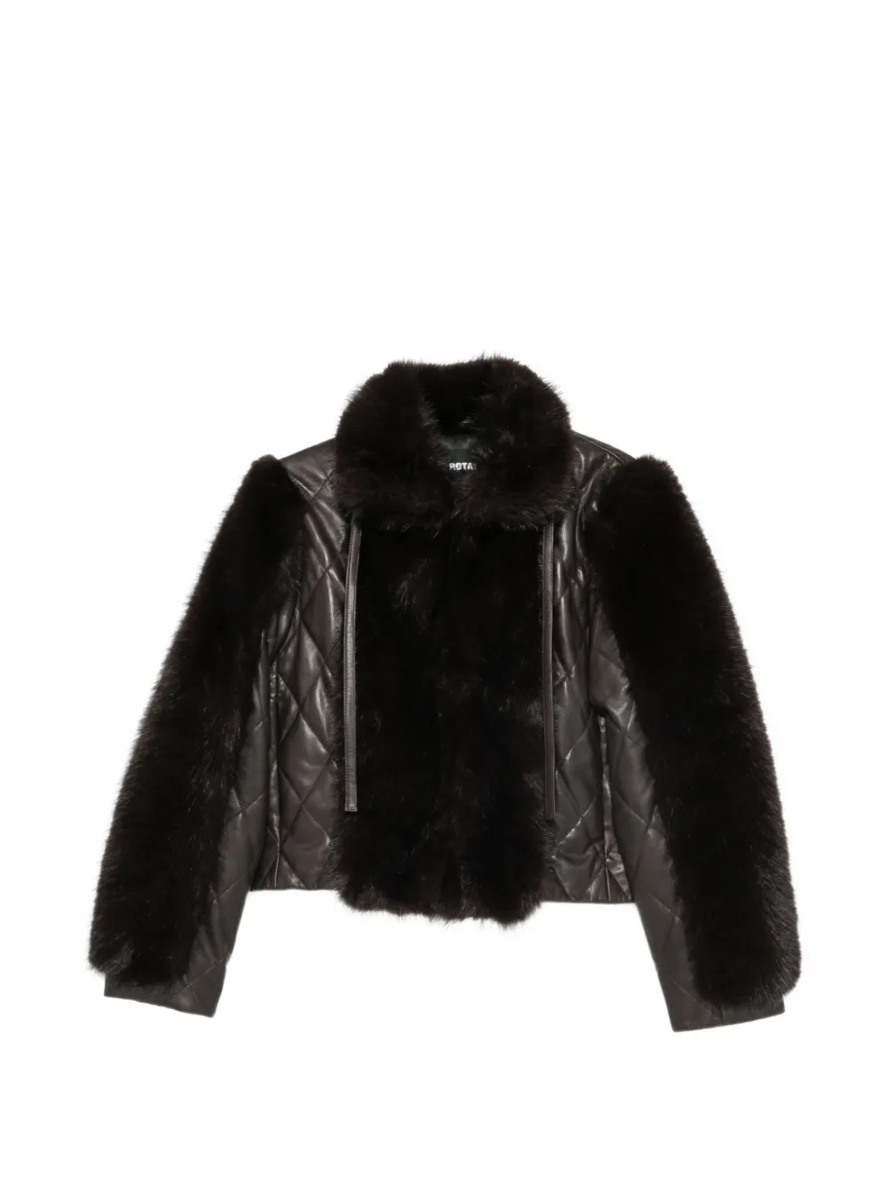 ROTATE BIRGER CHRISTENSEN faux fur-trimmed quilted leather jacket - Braun