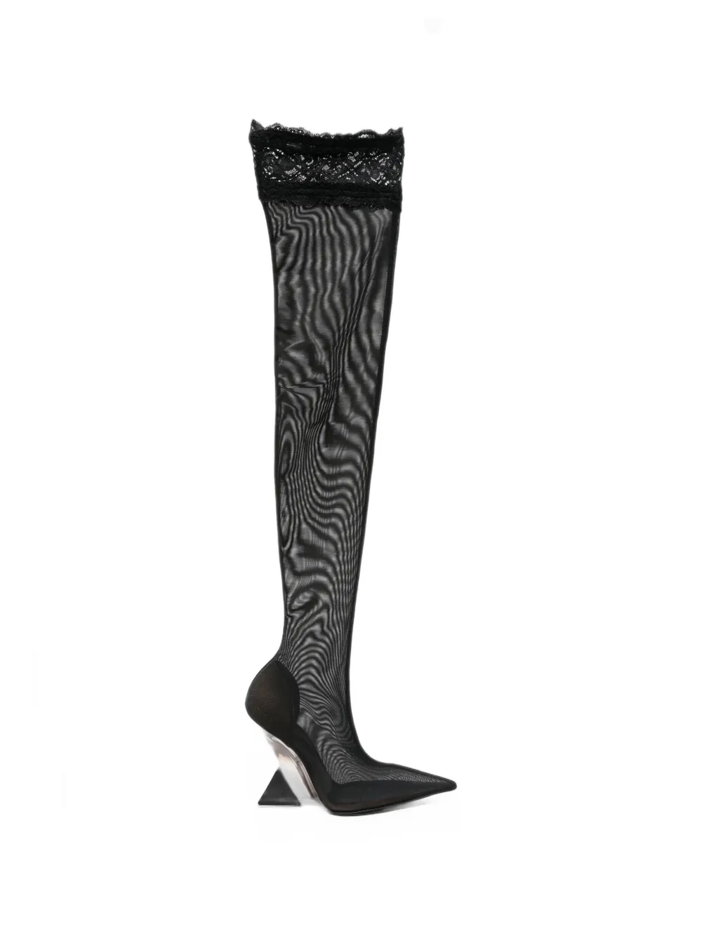 The Attico Cheope thigh-high lace-trimmed mesh boots - Schwarz