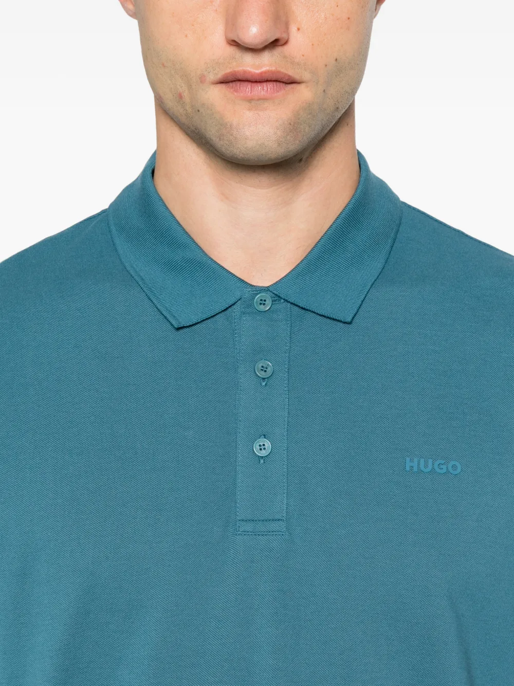 HUGO logo-detail polo shirt Blauw