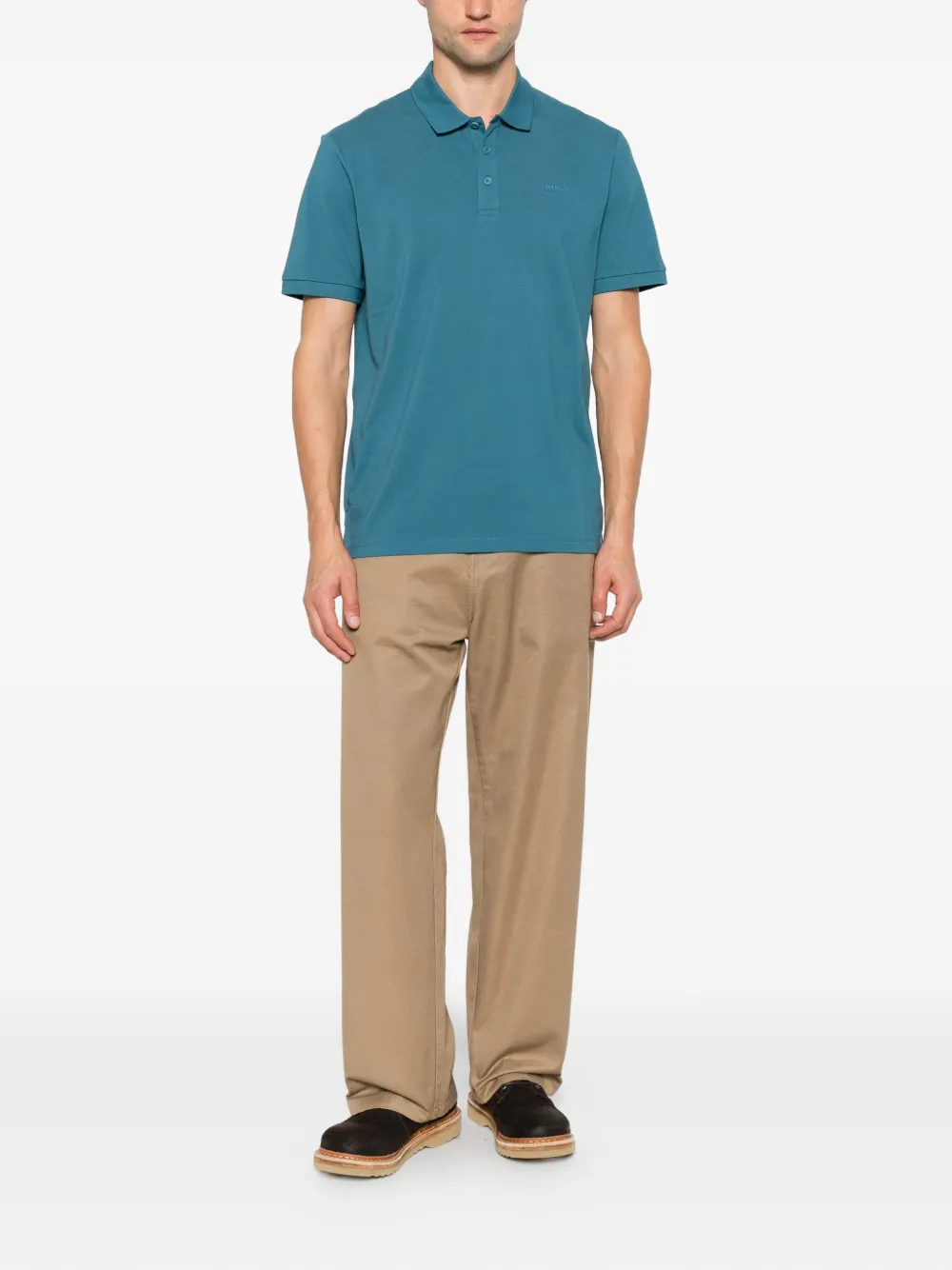 HUGO logo-detail polo shirt Blauw