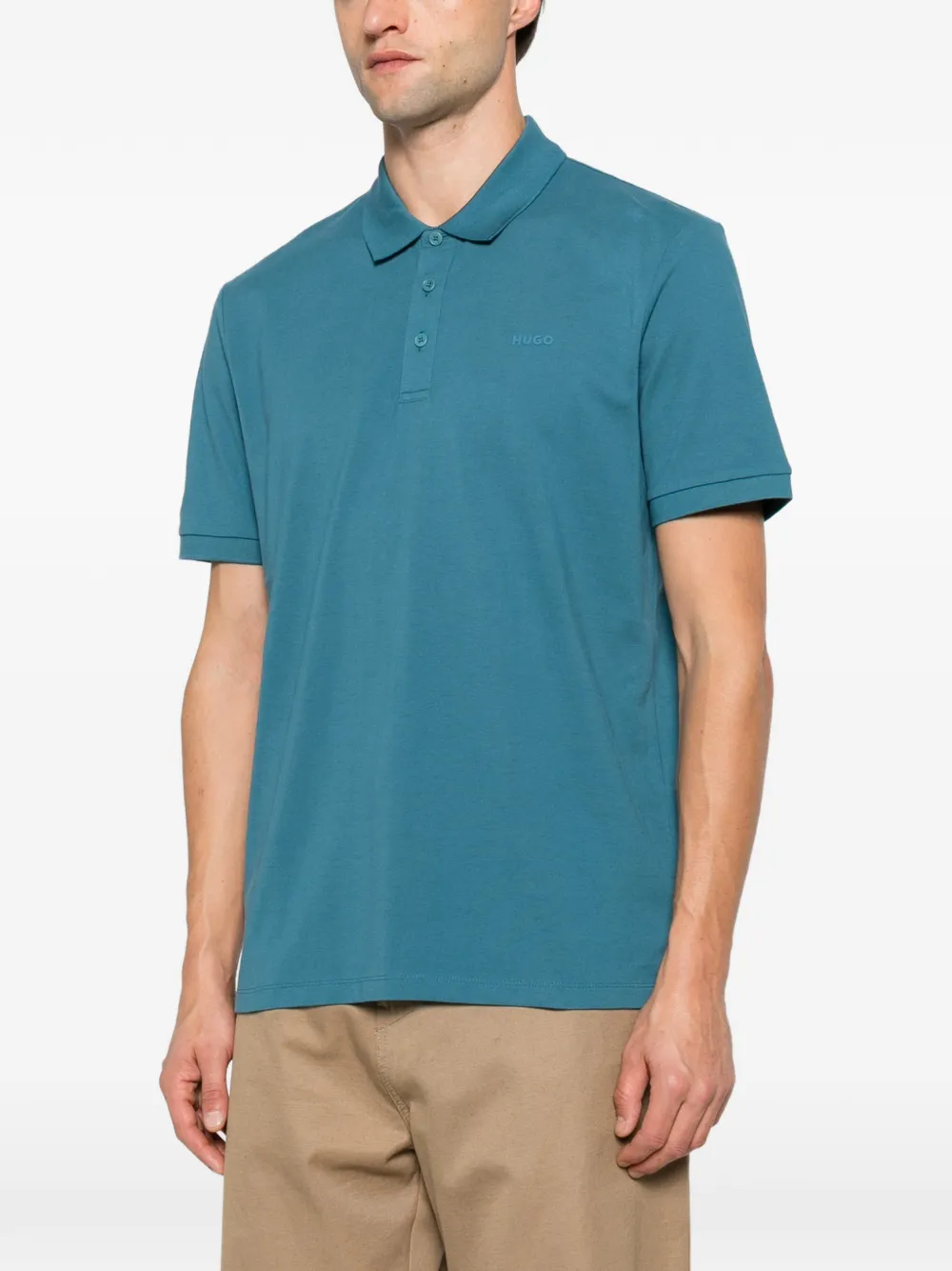 HUGO logo-detail polo shirt Blauw