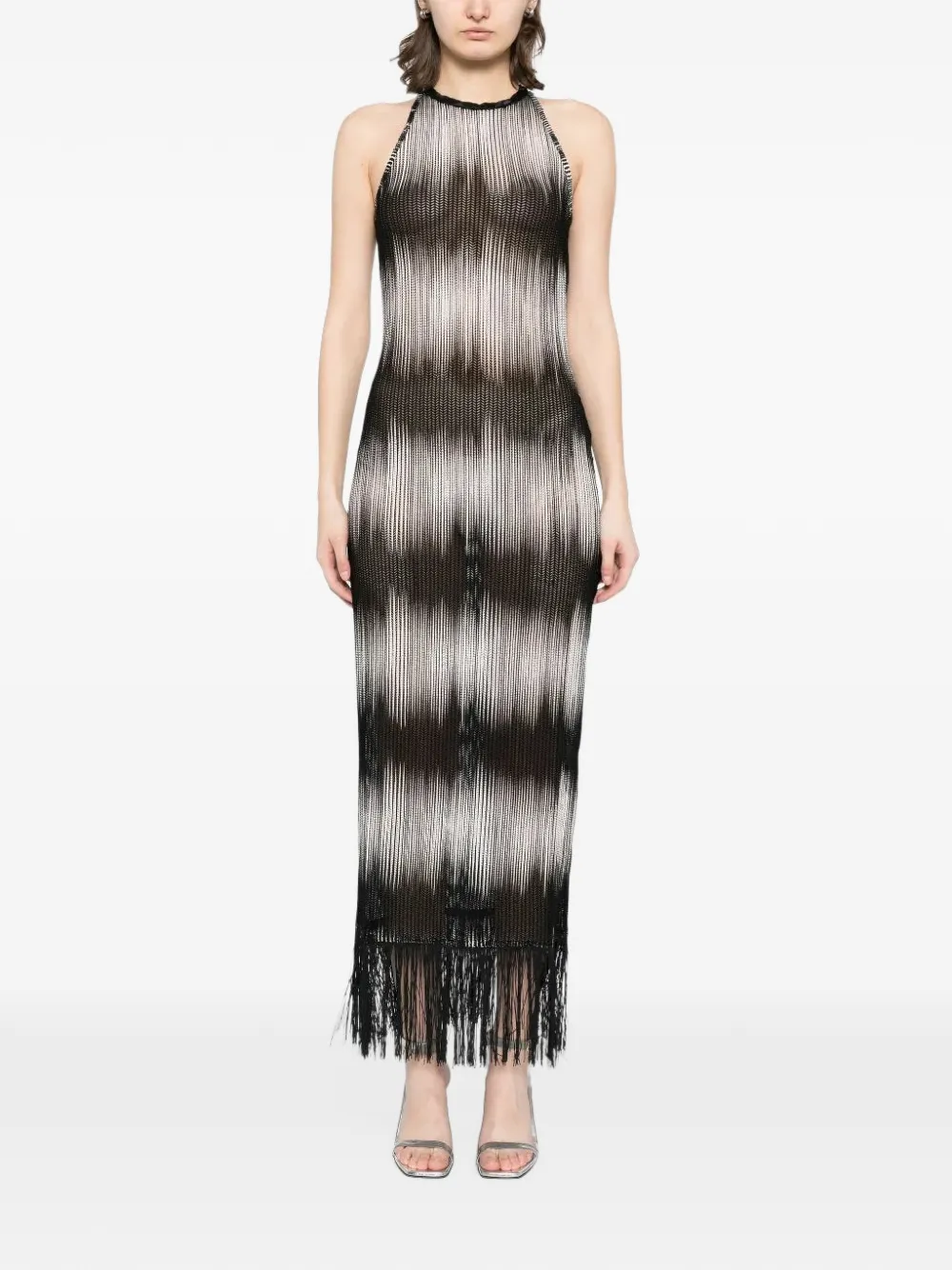 Tessitura tie-dye maxi dress Zwart