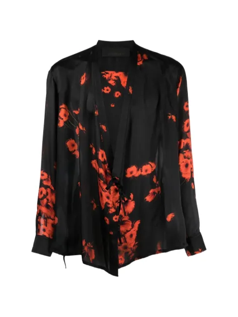 Tessitura Roses floral-print silk wrap jacket