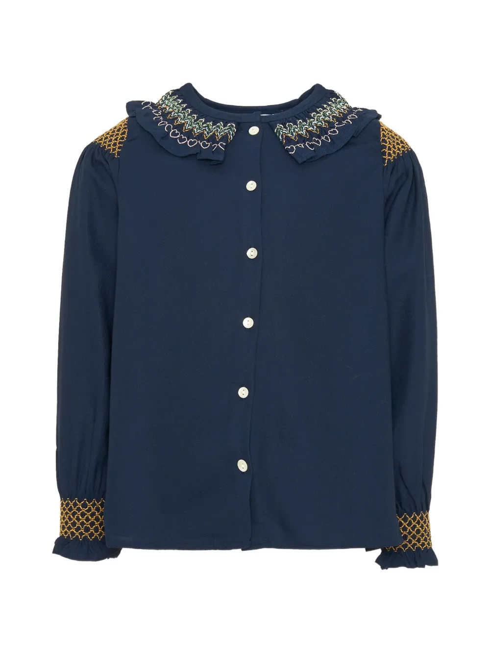 Molo Raula smocked ruffled shirt - Blu