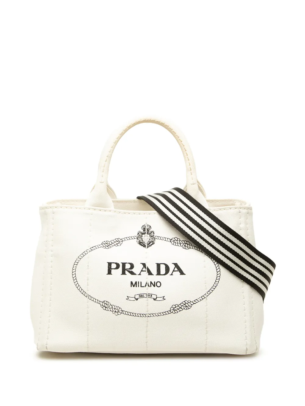 Prada Pre-Owned 2013-2026 Small Canvas Canapa Logo Tote satchel - Bianco