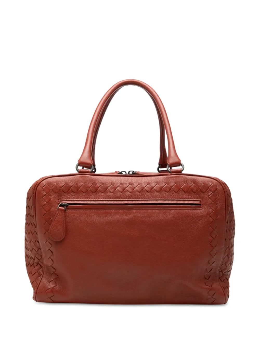 Bottega Veneta Pre-Owned 2012-2026 Medium Intrecciato Trimmed Goatskin Madras Brera handbag - Braun