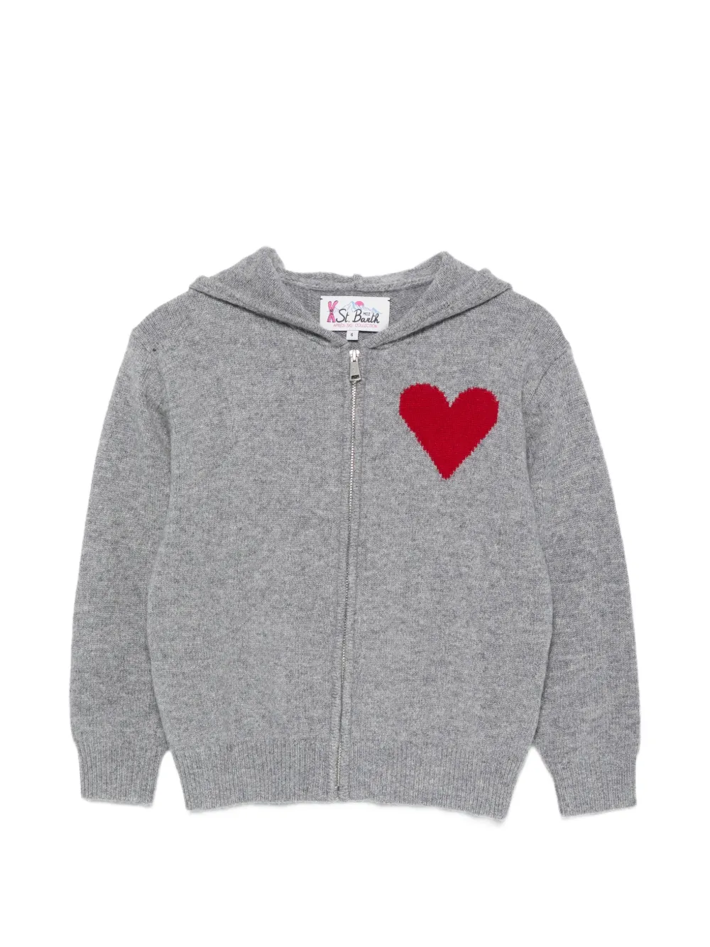 MC2 Saint Barth Kids Kyla heart-intarsia zip-up hoodie Grijs