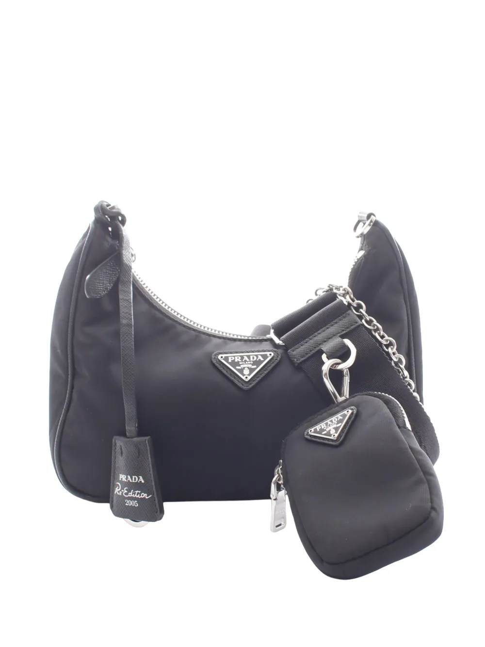 Prada Pre-Owned 2000-2013 Tessuto Re Edition 2005 Chain shoulder bag - Black