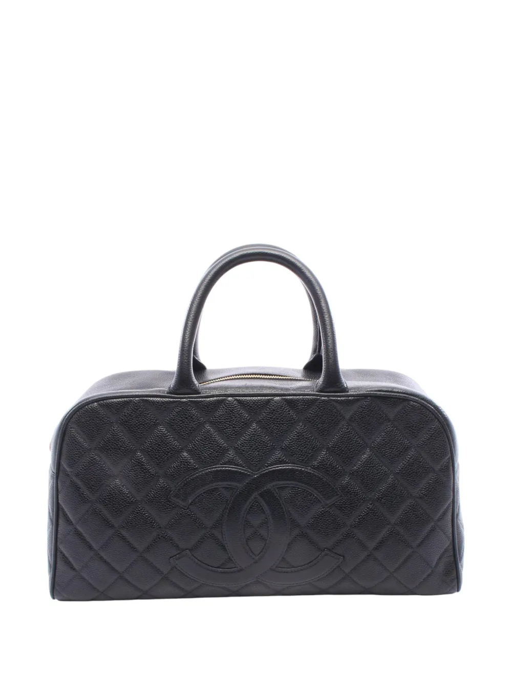 CHANEL Pre-Owned 2003-2004 Large CC Quilted Caviar Bowler Bag handbag - Schwarz