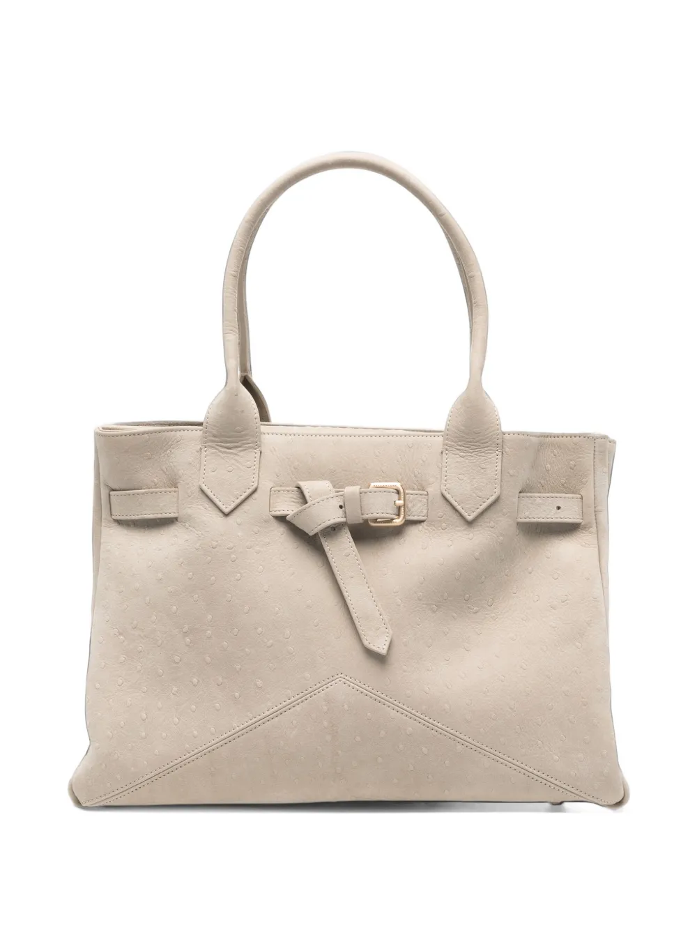 Ballantyne M Kate buckle-detail textured tote bag Beige