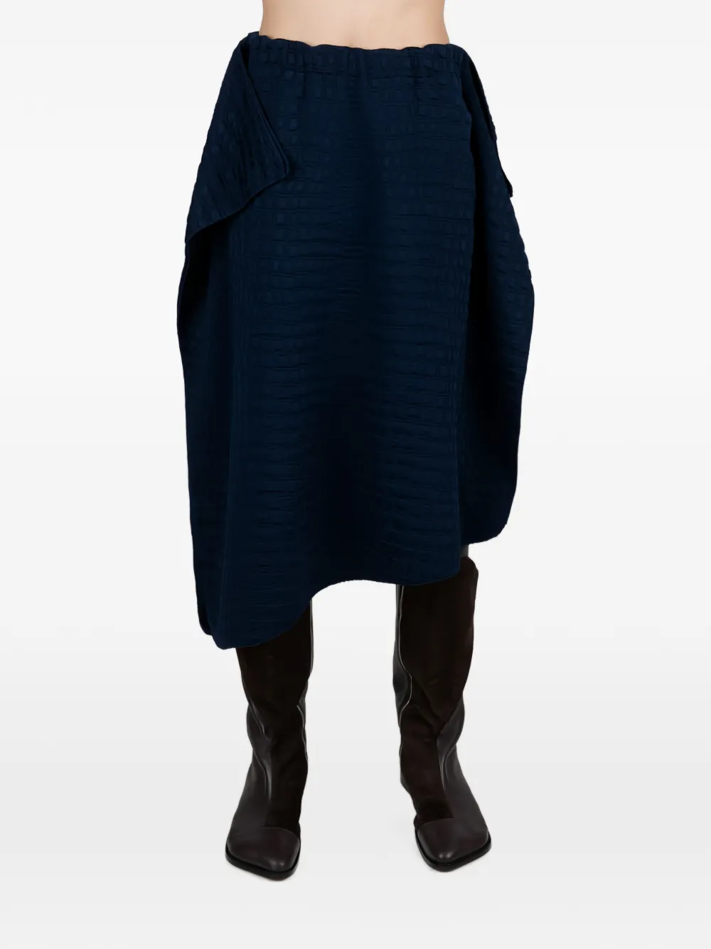 Niccolò Pasqualetti croc-effect flared asymmetric midi skirt - Blu