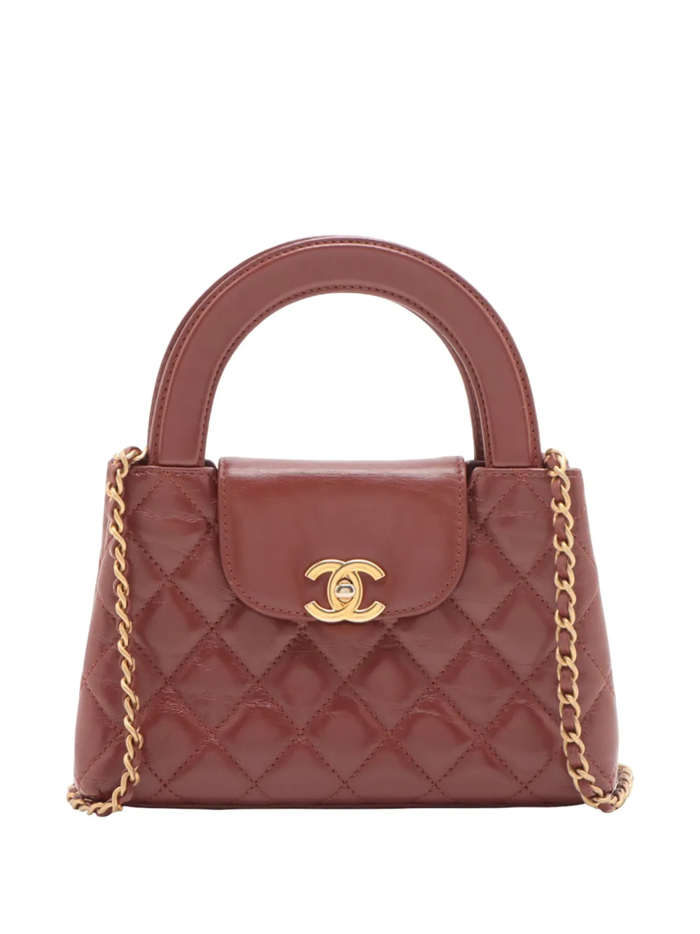 CHANEL Pre-Owned 2021-2026 Mini Shiny Aged Calfskin Kelly Shopper Bag satchel - Brown