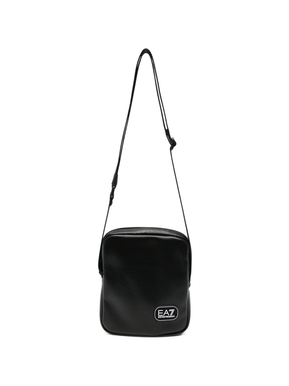 Ea7 Emporio Armani logo-patch pebbled messenger bag - Nero