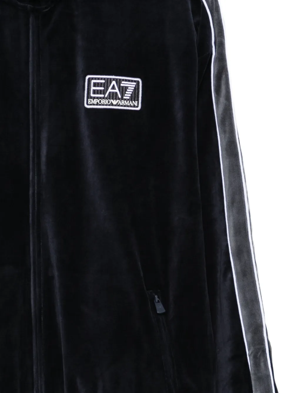 Ea7 Emporio Armani velvet side-stripe sweatshirt Blauw