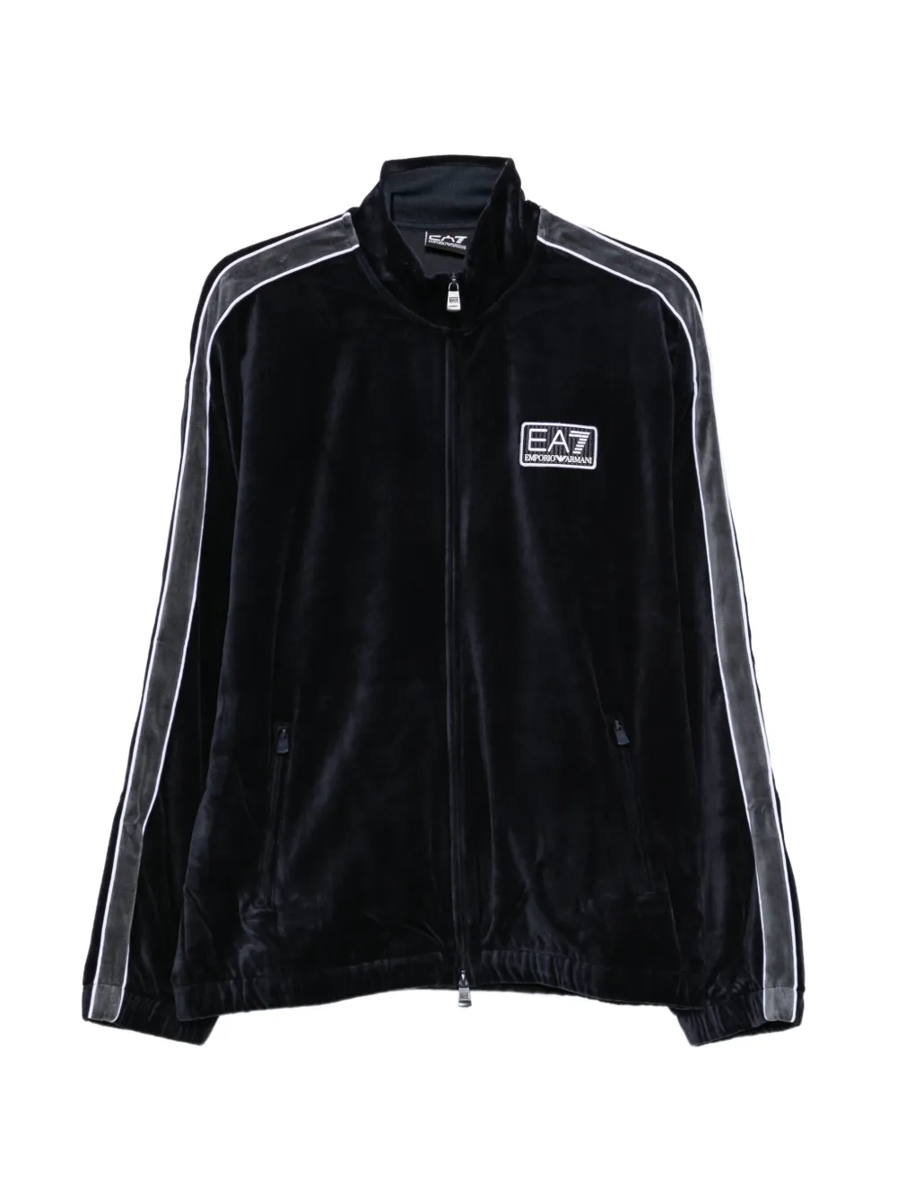 Ea7 Emporio Armani velvet side-stripe sweatshirt Blauw