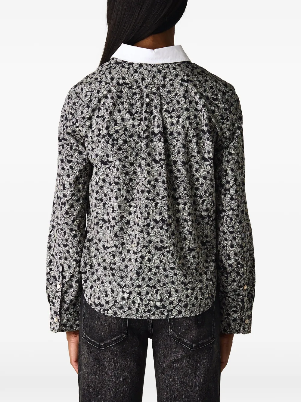 R13 club-collar floral-print shirt Grijs