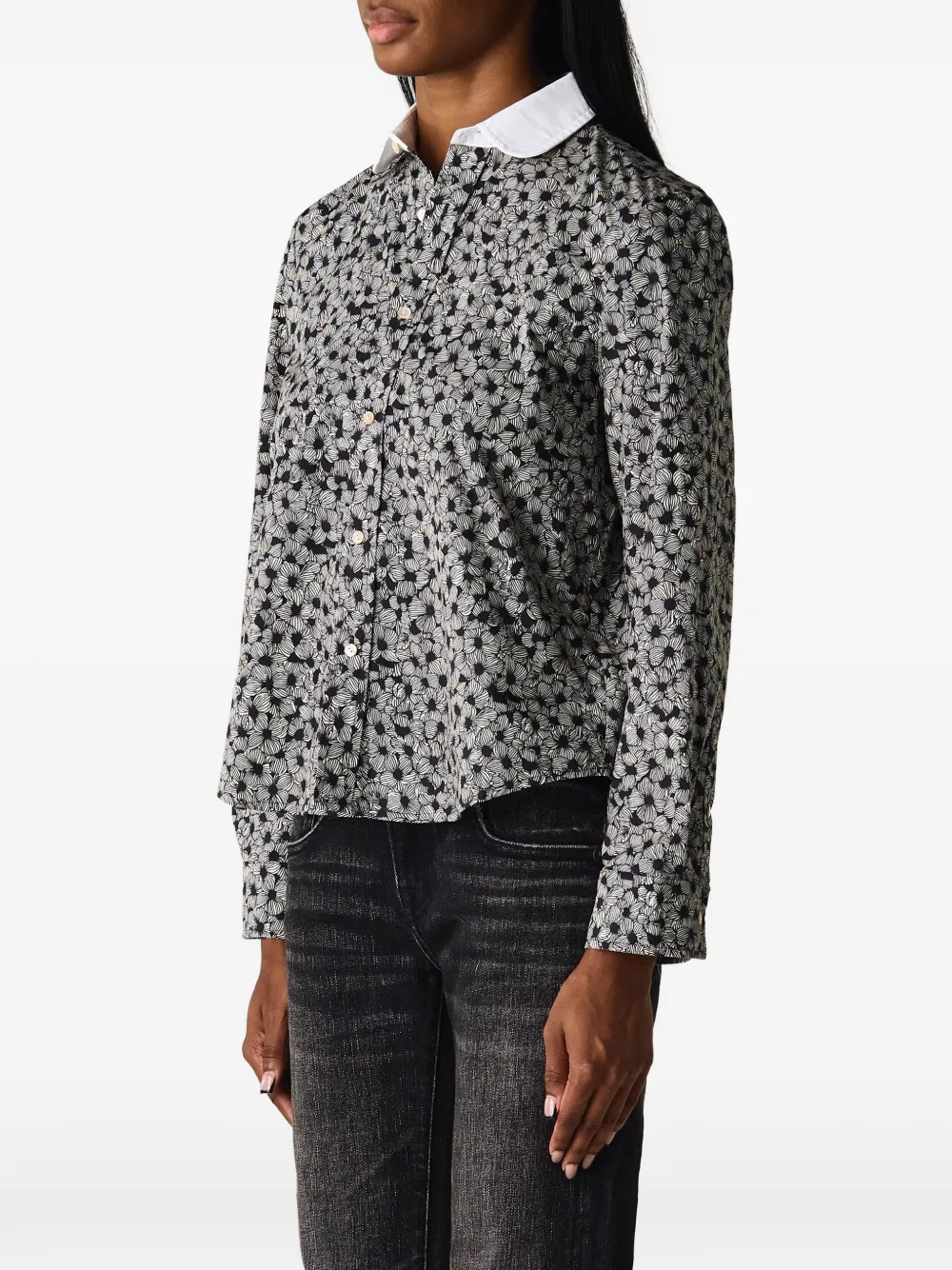 R13 club-collar floral-print shirt Grijs