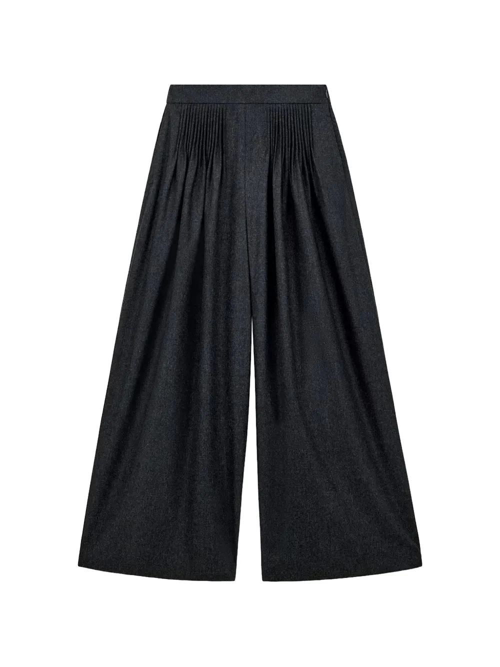 Emporio Armani high-waisted pleated trousers in wool and cashmere flannel Grijs