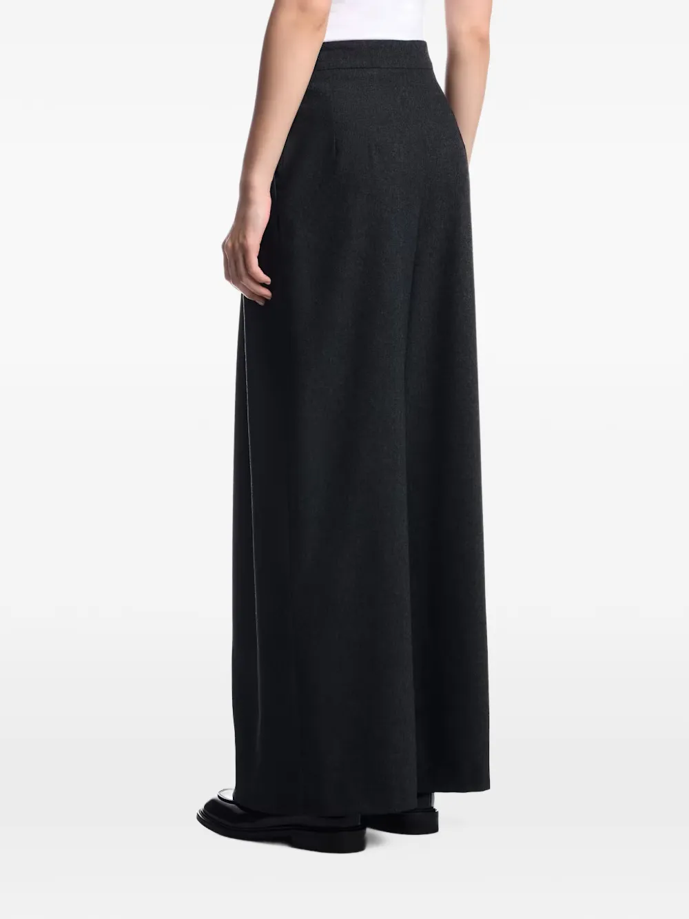 Emporio Armani high-waisted pleated trousers in wool and cashmere flannel Grijs