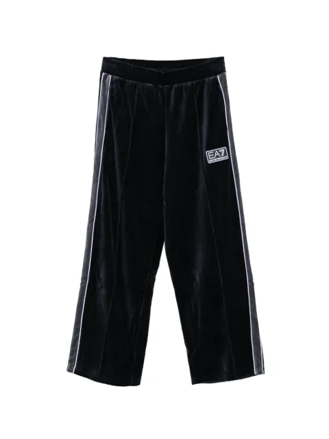 Ea7 Emporio Armani logo-patch velvet track pants