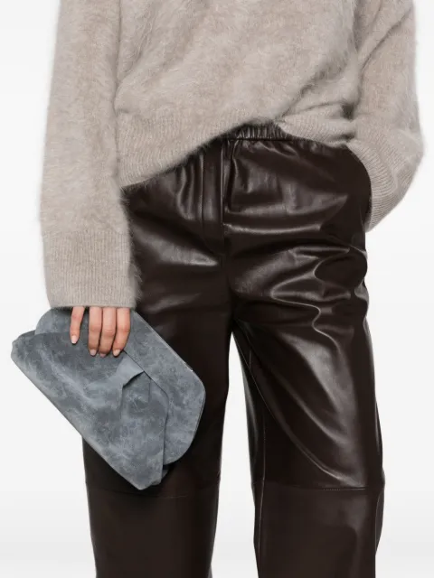 Themoirè medium Bios ruched suede-effect cross body bag