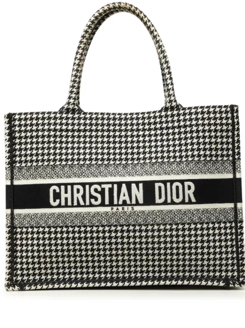 Christian Dior Pre-Owned 2019 Medium Canvas Houndstooth Embroidered Book tote bag