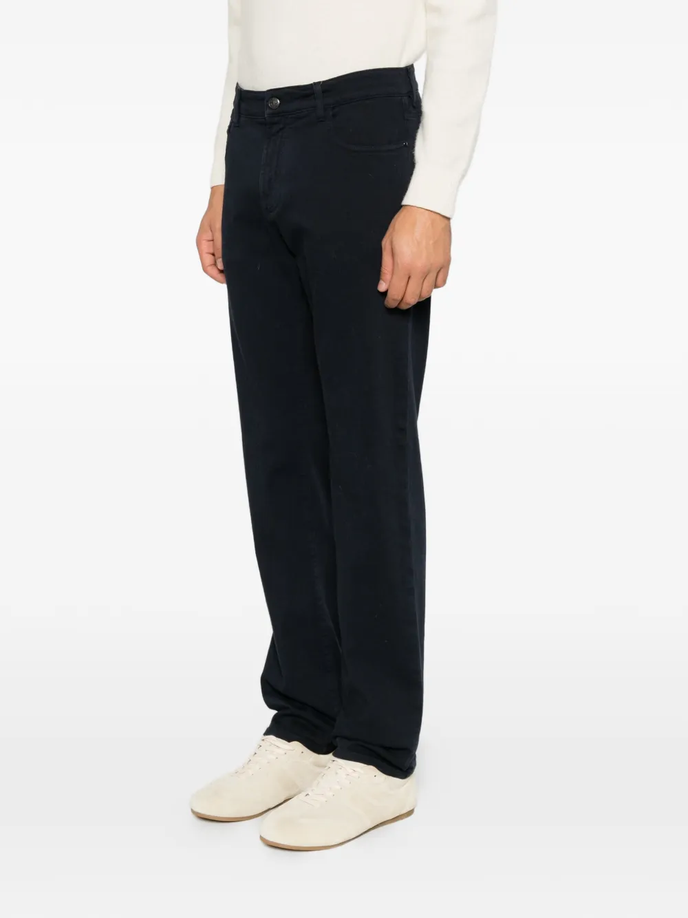 Canali logo-patch straight-leg jeans Blauw