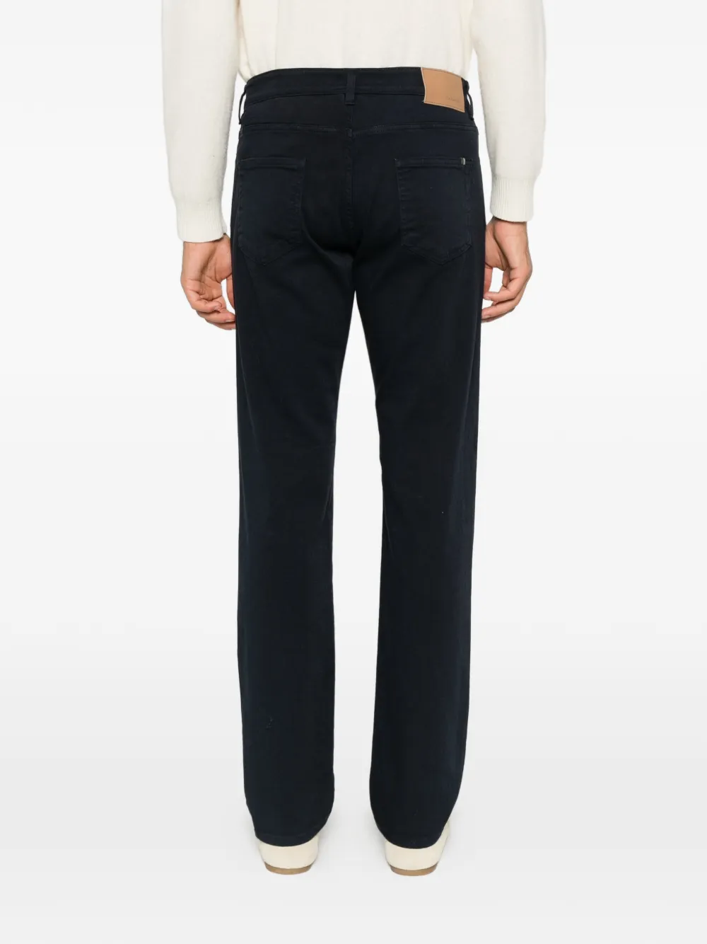 Canali logo-patch straight-leg jeans Blauw