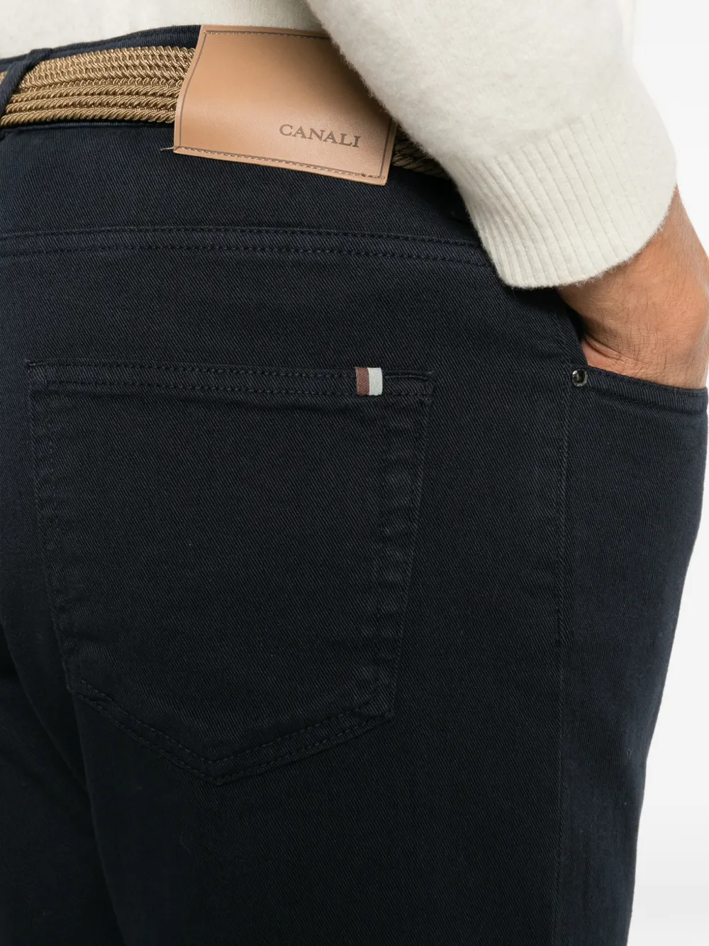 Canali logo-patch straight-leg jeans Blauw