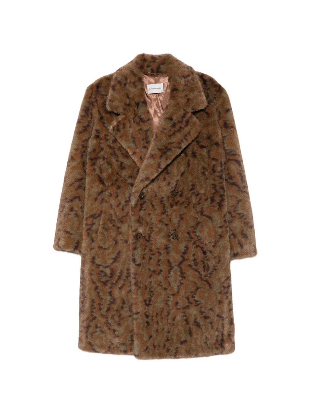 Drôle De Monsieur abstract-pattern double-breasted coat - Brown