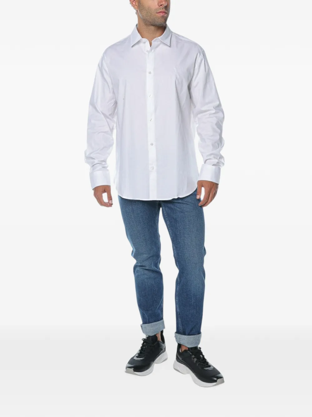 Trussardi oversized-fit long-sleeve shirt Wit
