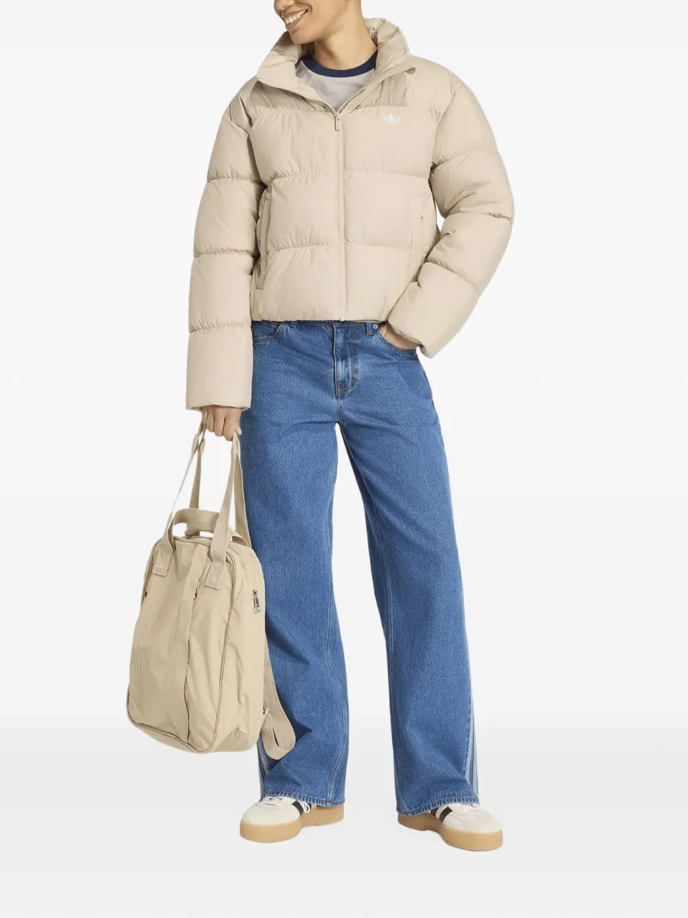adidas short padded jacket Beige