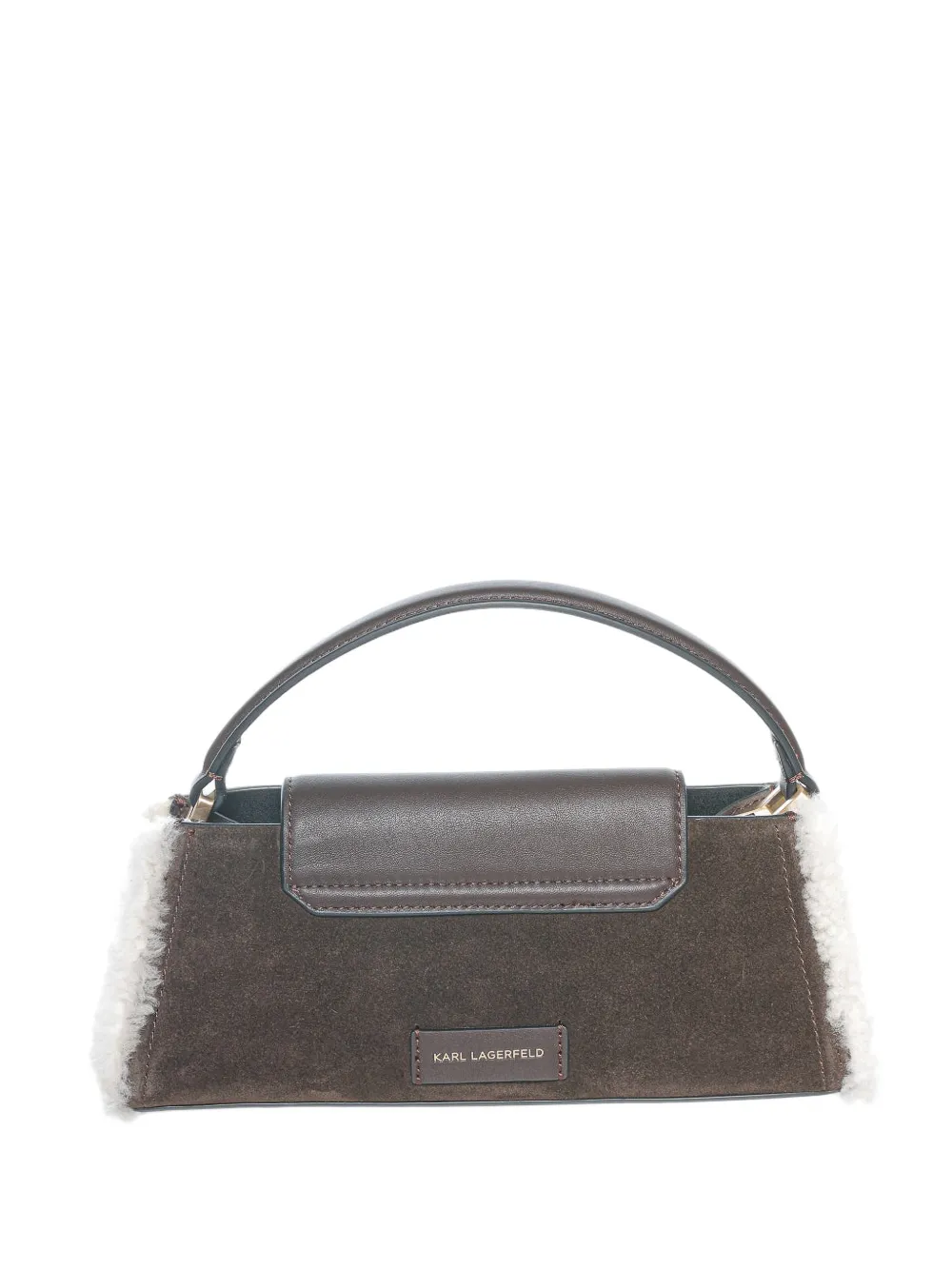 Karl Lagerfeld mini K/Signature shearling-trim crossbody bag - Braun
