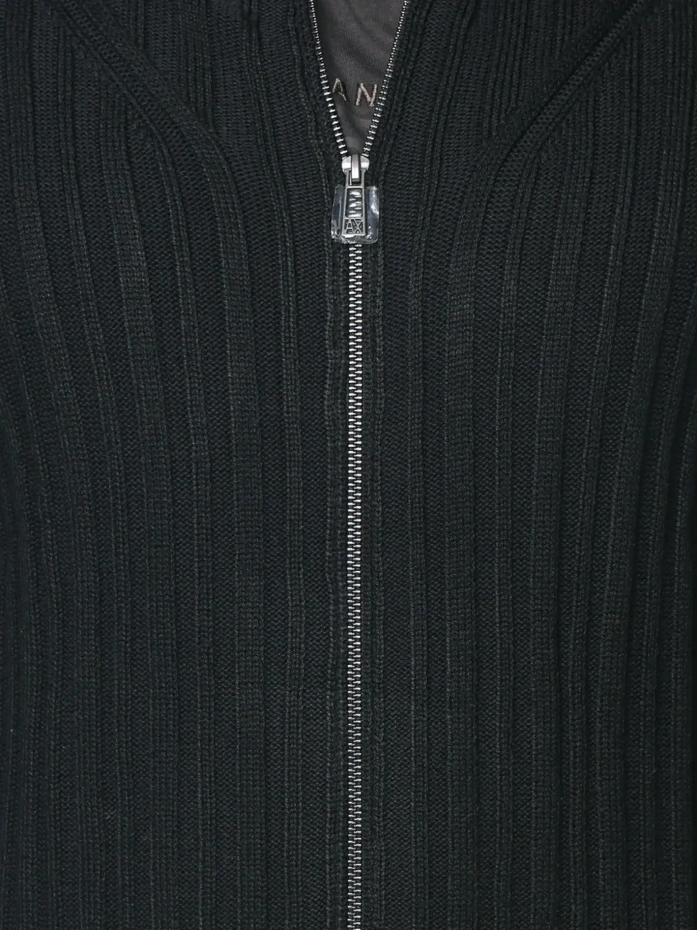 Armani Exchange ribbed-knit zip-fastening cardigan Zwart