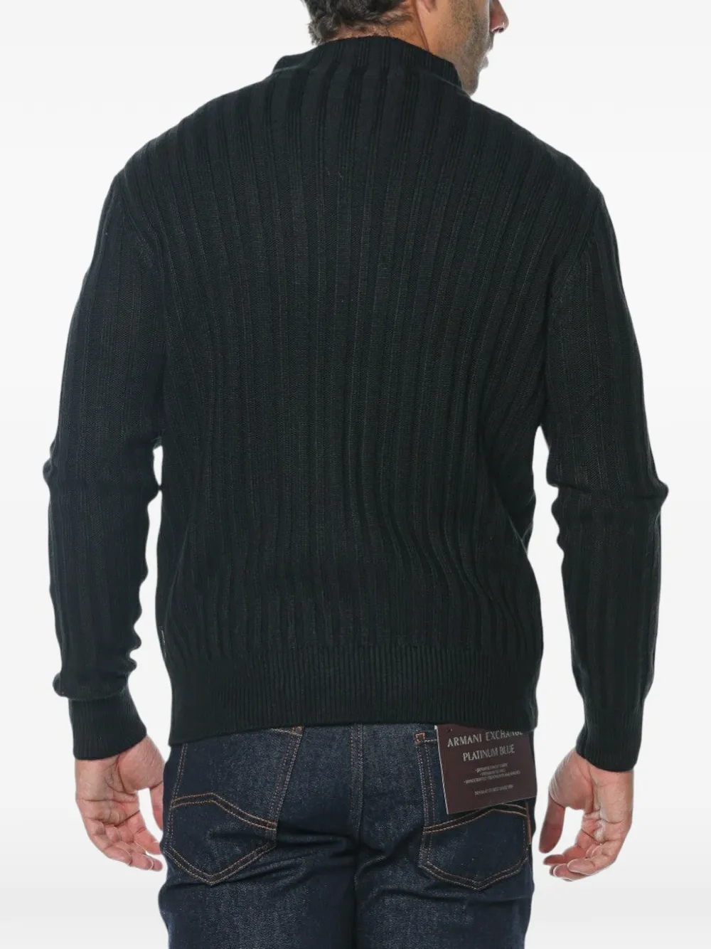 Armani Exchange ribbed-knit zip-fastening cardigan Zwart