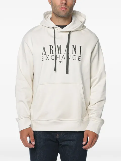 Armani Exchange logo-print cotton hoodie