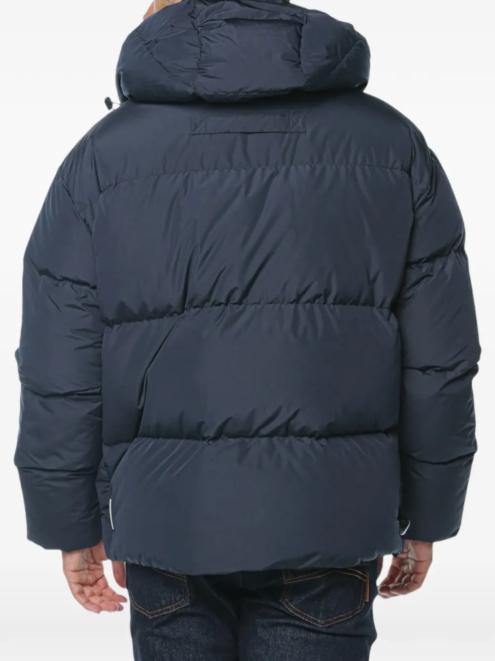 Armani Exchange quilted hooded jacket Blauw